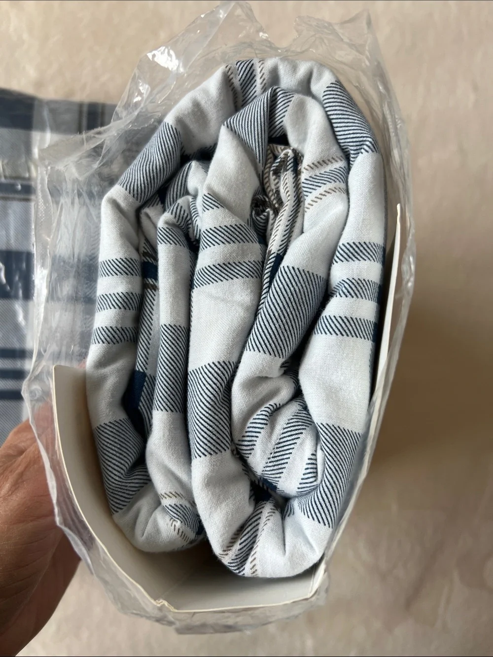 Set of 2, SPIKVALLMO Twin Duvet Cover Set - Navy & White Plaid